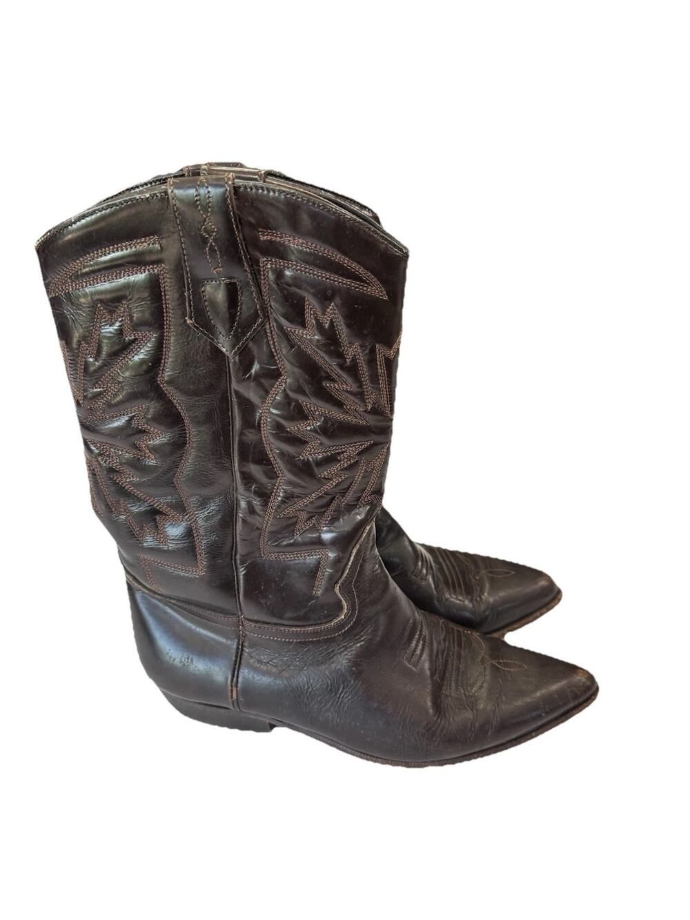 Seychelles Cowgirl Boots Vintage Teak Brown Leather Western Boots Size 6.5